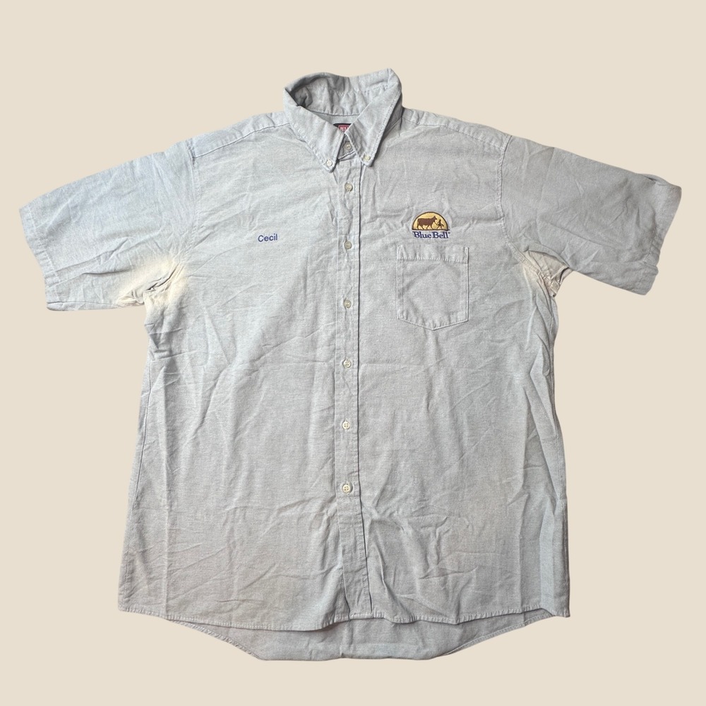 Red Kap Work Shirt Mens XL SR60LB6 Blue Bell Ice Cream Blue Short Sleeve Oxford